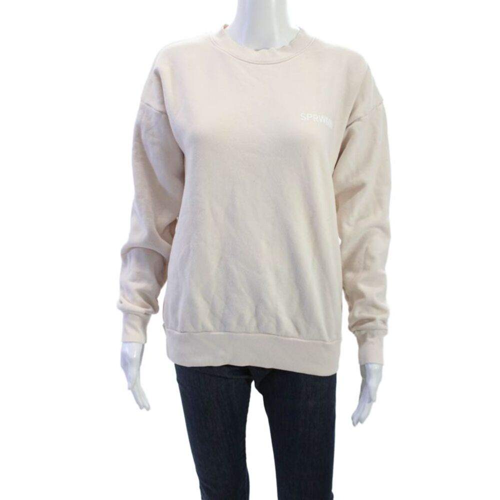 SPRWMN Women Pullover Sweatshirt Beige Crew Neck Long Sleeve Designer Size XS